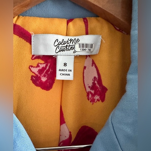 Color Me Courtney Dennis BikerJacket in Blue Sz 8 - Picture 6 of 7